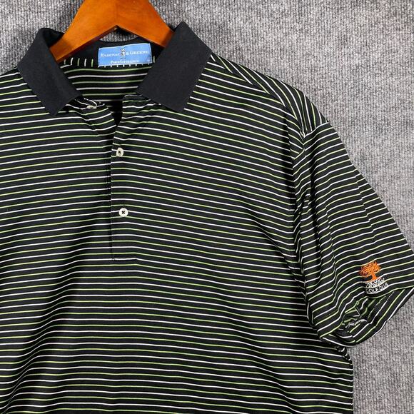 Fairway & Greene Pureformance Polo Shirt Men's Medium Black/Green Striped - Picture 2 of 10
